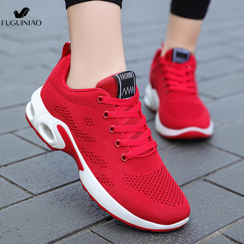 FUGUINIAO Women's 2024 New Air Cushion Shoes Korean Fashion Trend Women's Shoes Soft Sole Breathable Sports Shoes Women's ราคา 417 บาท*ส่งฟรี