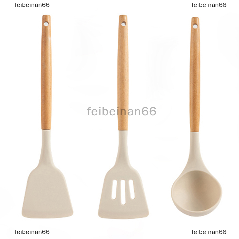 feibeinan66 Cây vét bột tay cầm bằng gỗ chịu nhiệt Muỗng Súp dụng cụ nhà bếp