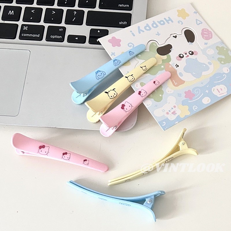 VINTLOOK Matte pointed bangs with printed jade Gui dog, Parcha dog cartoon duckbill clip, hair clip, edge clip for women ราคา  9 บาท*ส่งฟรี