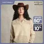 GIORDANO Nữ Áo len khoét rỗng chắp vá mềm mại Áo len cổ chữ V thời trang nhẹ nhàng, thoải mái, rộng rãi 18355819