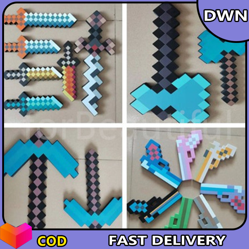 EVA Foam Diamond Pickaxe Gun Ax Hamaxe Swords Game Model Toy Kids Gift Action Figure Toys Cosplay Brinquedos ราคา 41 บาท*ส่งฟรี