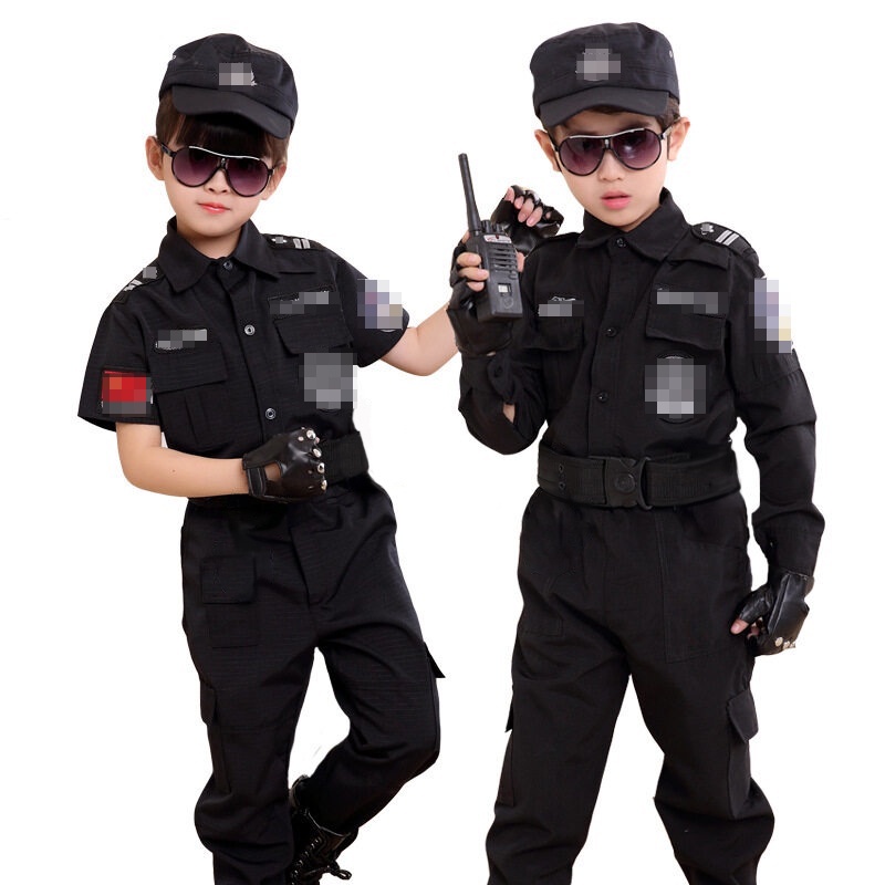 467 Trẻ em Cảnh sát Cosplay Trang phục Trẻ em Đồng phục Biểu diễn SWAT Tiệc Giáng sinh Lễ hội Hallow