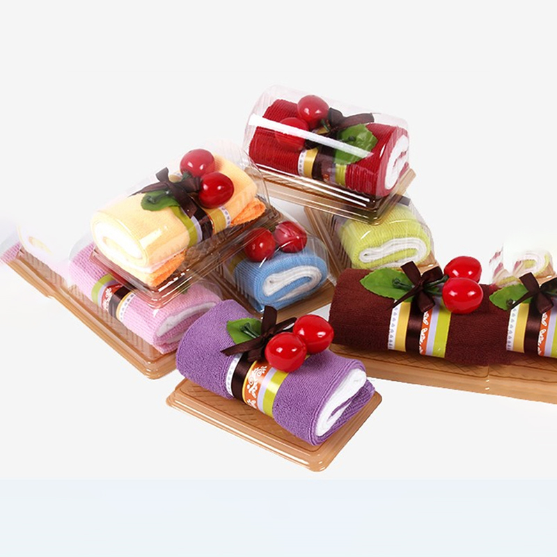 [kcfb] 10PCS NEW Washing towel Cherry Cake Sandwich Swiss Roll Shape Hand Towel Washcloth Wedding Party Gifts Birthday Valentine Gift ราคา 1,197 บาท*ส่งฟรี