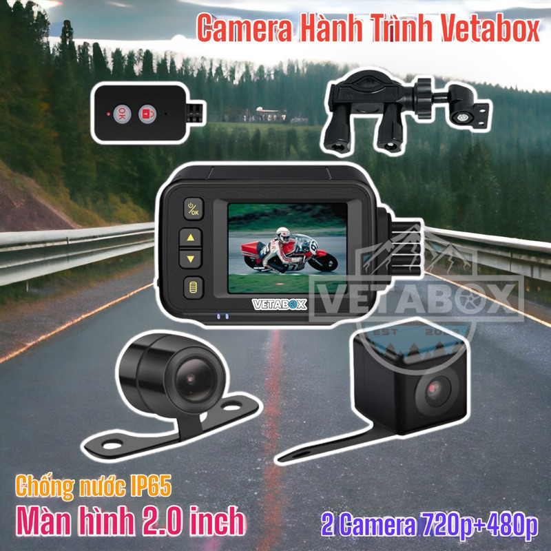 Camera hành trình vetabox bản basic - 2 camera 720p+480p - bh6t