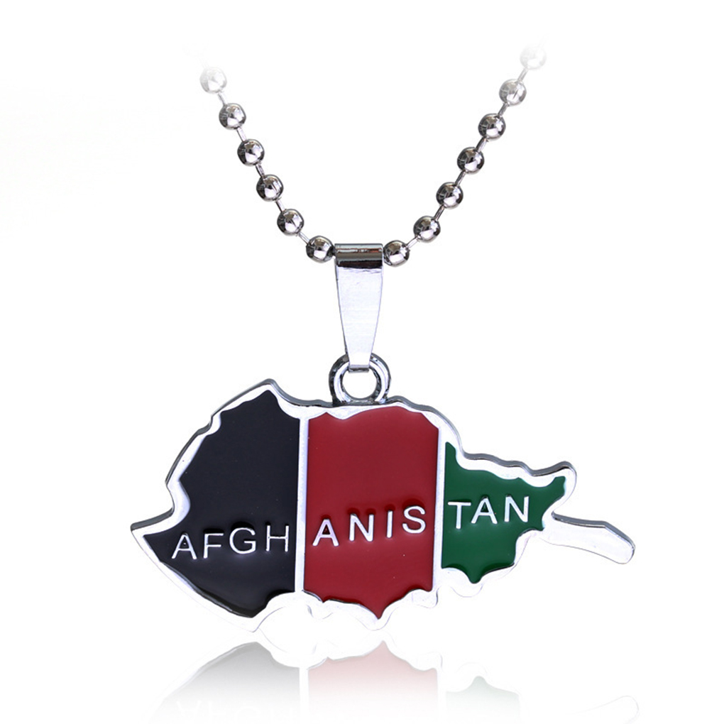 1/2/3 Alloy Afghanistan Map Flag Pendant Necklace Gift For Patriotic Individuals Symbol Of Patriotism