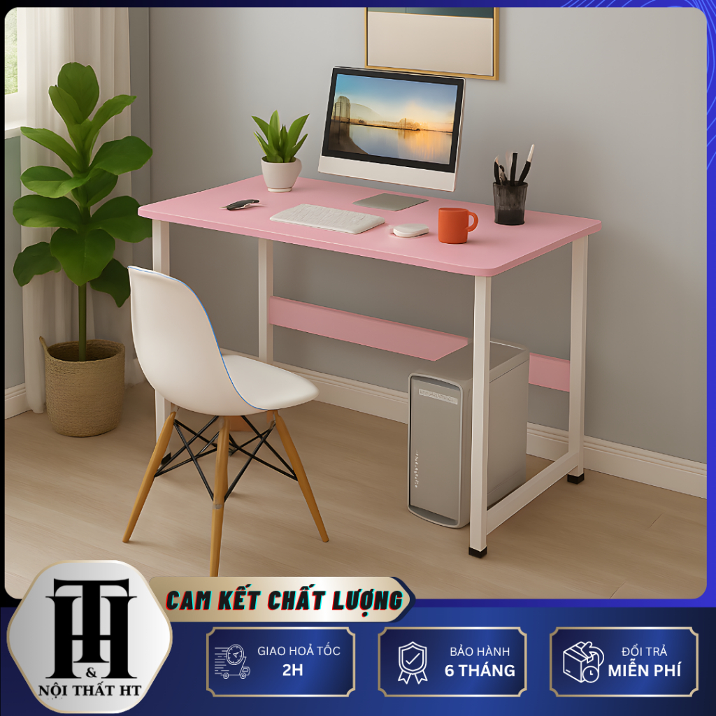 Bàn học ,làm việc chân sắt mặt gỗ cao 75cm không kèm ghế (full phụ kiện lục giác, ốc vít lắp ráp)