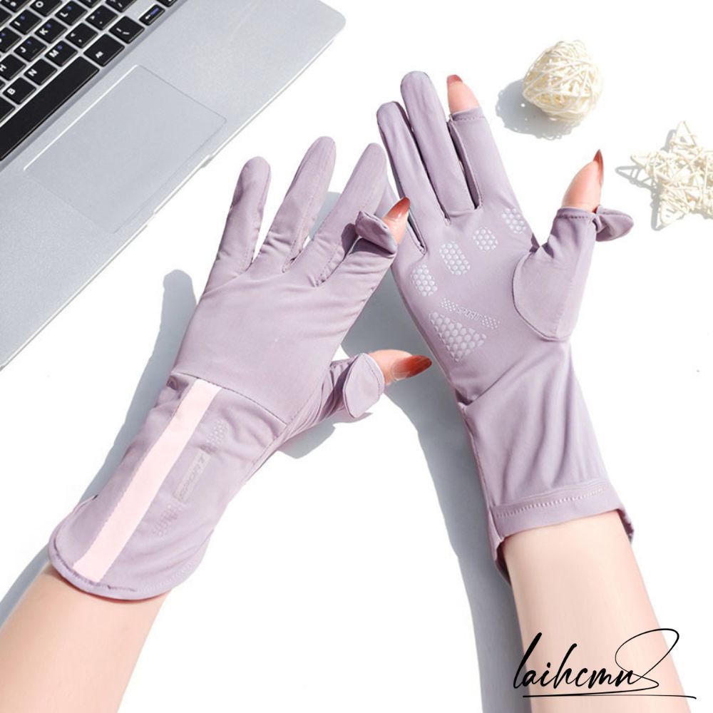 Găng Tay Chống Nắng UPF50+ Chống Tia UVA UVB Mỏng Nhẹ Thun Lạnh Thoáng Khí Chống Trượt Lái Xe Mở Đầu Ngón Tay Cảm Ứng - 3