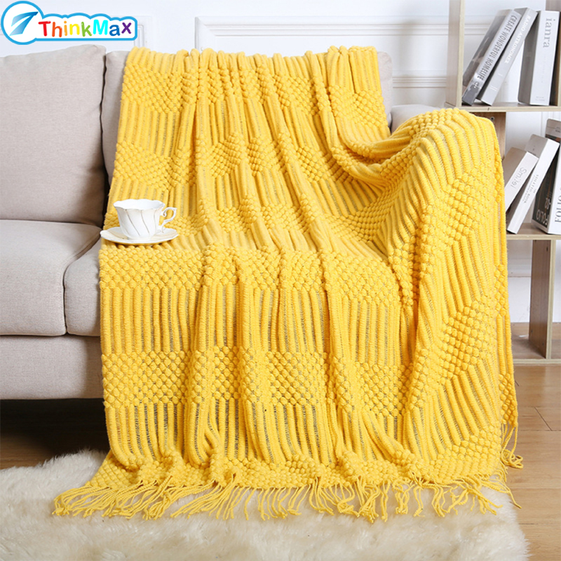 Tassel Knitted Blanket Soft Breathable Skin-friendly Summer Napping Blanket For Couch Bed Sofa ราคา 561 บาท*ส่งฟรี