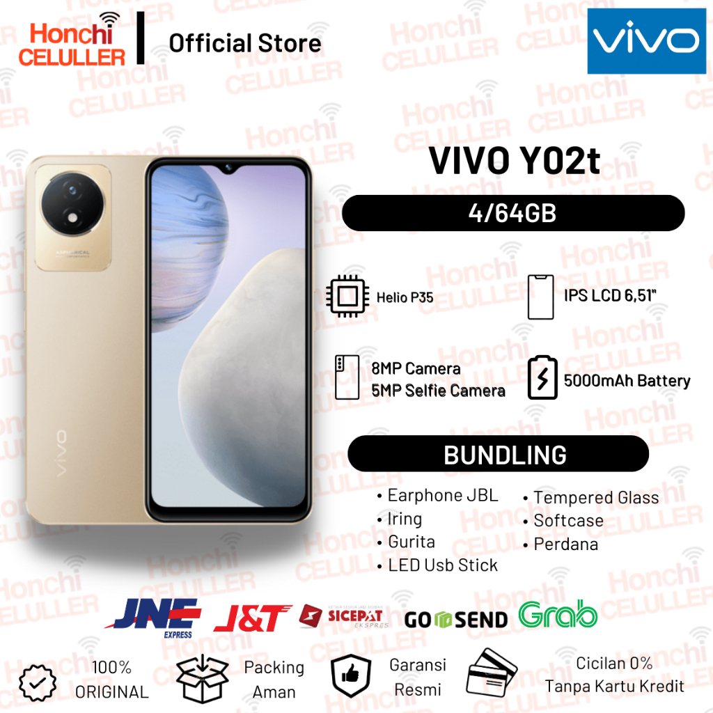 VIVO Y02t 4/64GB Garansi Resmi VIVO Indonesia Giá 1,599,000 Đồng*Miễn phí vận chuyển