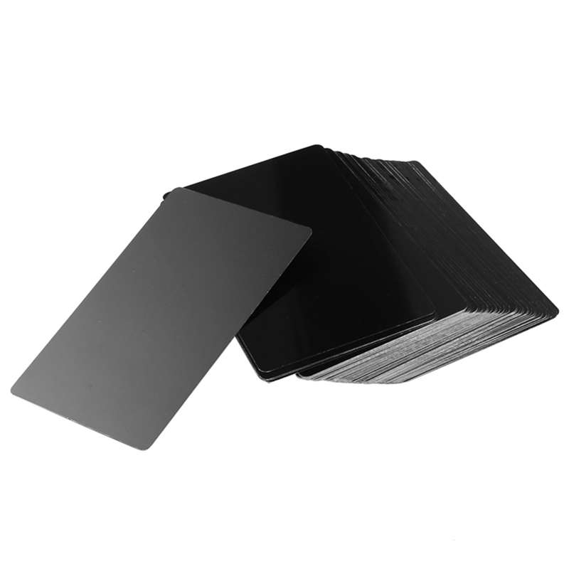 (M F A V) 100 PCS Black Aluminum Alloy Card Engraving Metal Business Visit Business Card Blank 0.2mm Thickness
