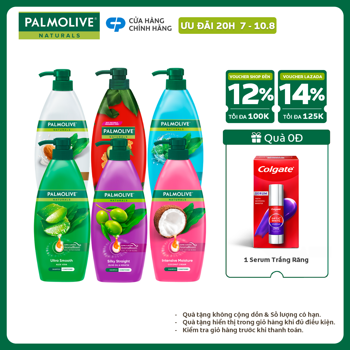 Bộ sưu tập 6 chai dầu gội Palmolive 600ml (đủ các màu)