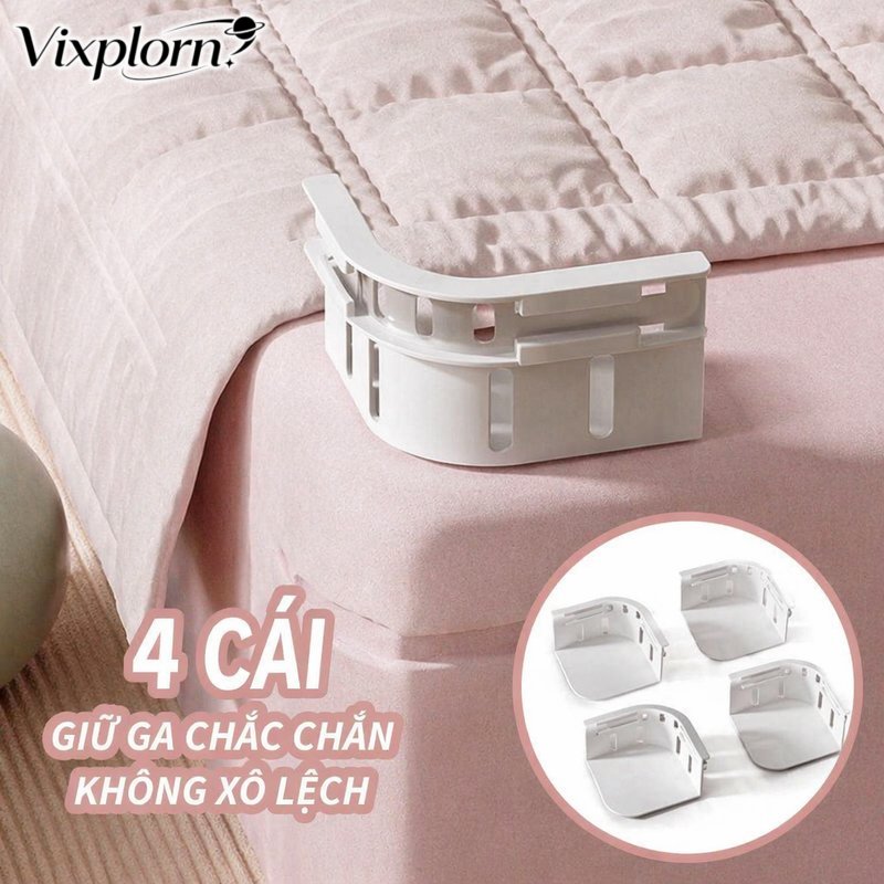 Vixplorn kẹp ga giường điều chỉnh chống trượt giữ chặt ga chống xô lệch dây đàn hồi bộ 4 kẹp dùng cho nệm