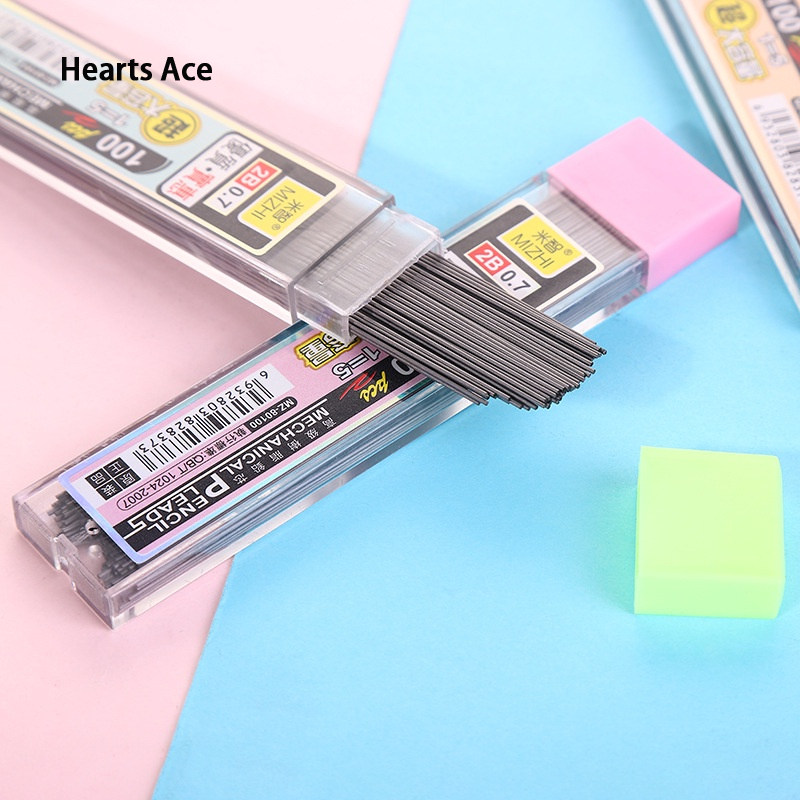 Hearts ACE [Mã cls2404b giảm 30k đơn 99k] Bộ bút chì 100 0.5/0.7mm văn phòng đơn giản và tiện lợi