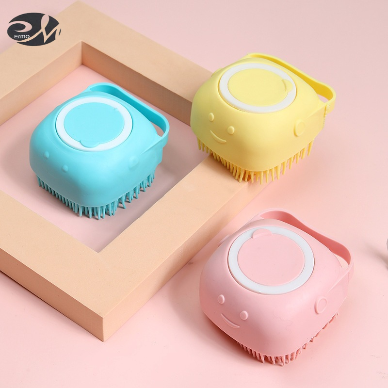 ERMO Pet Cleaning Brush Silicone Bath Brush Massage Brush with Liquid Adding Design Soft and Clean ราคา 48 บาท*ส่งฟรี