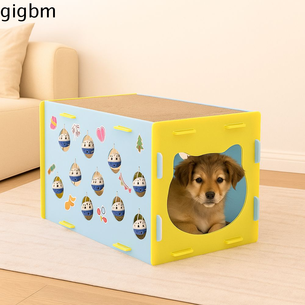 GIGBM Thoáng khí Nhà giường cào móng cho mèo Có thể tháo rời Lớp đôi Bảng cào cho mèo Tương tác Chống mài mòn Tổ ngủ cho mèo Giải trí tự do