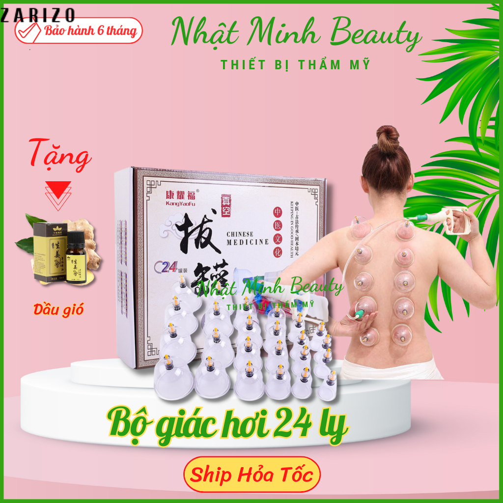Bộ giác hơi không lửa 24 ly tặng kèm dầu gió Bộ giác hơi 24 cốc loại tốt chất lượng cao miễn phí vận chuyển hàng mới khuyến mãi bảo hành chính hãng sản phẩm an toàn cho sức khỏe sử dụng dễ dàng và hiệu quả cho nhiều mục đích khác nhau
