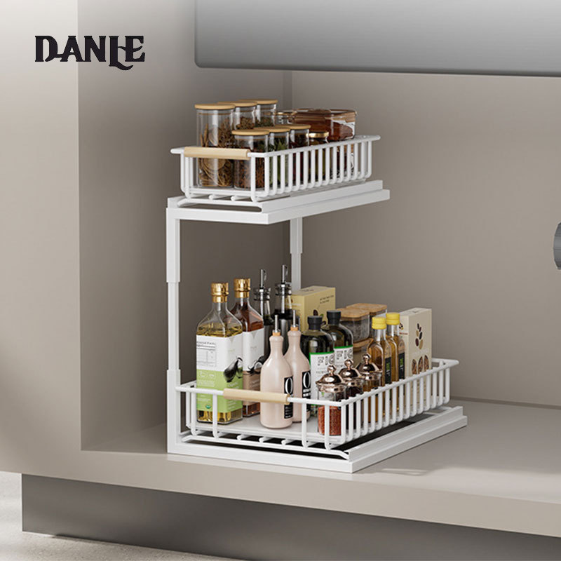 Kitchen multi-functional spice rack pull-out basket pull-out storage rack Under sink cabinet storage rack ราคา 1,431 บาท*ส่งฟรี