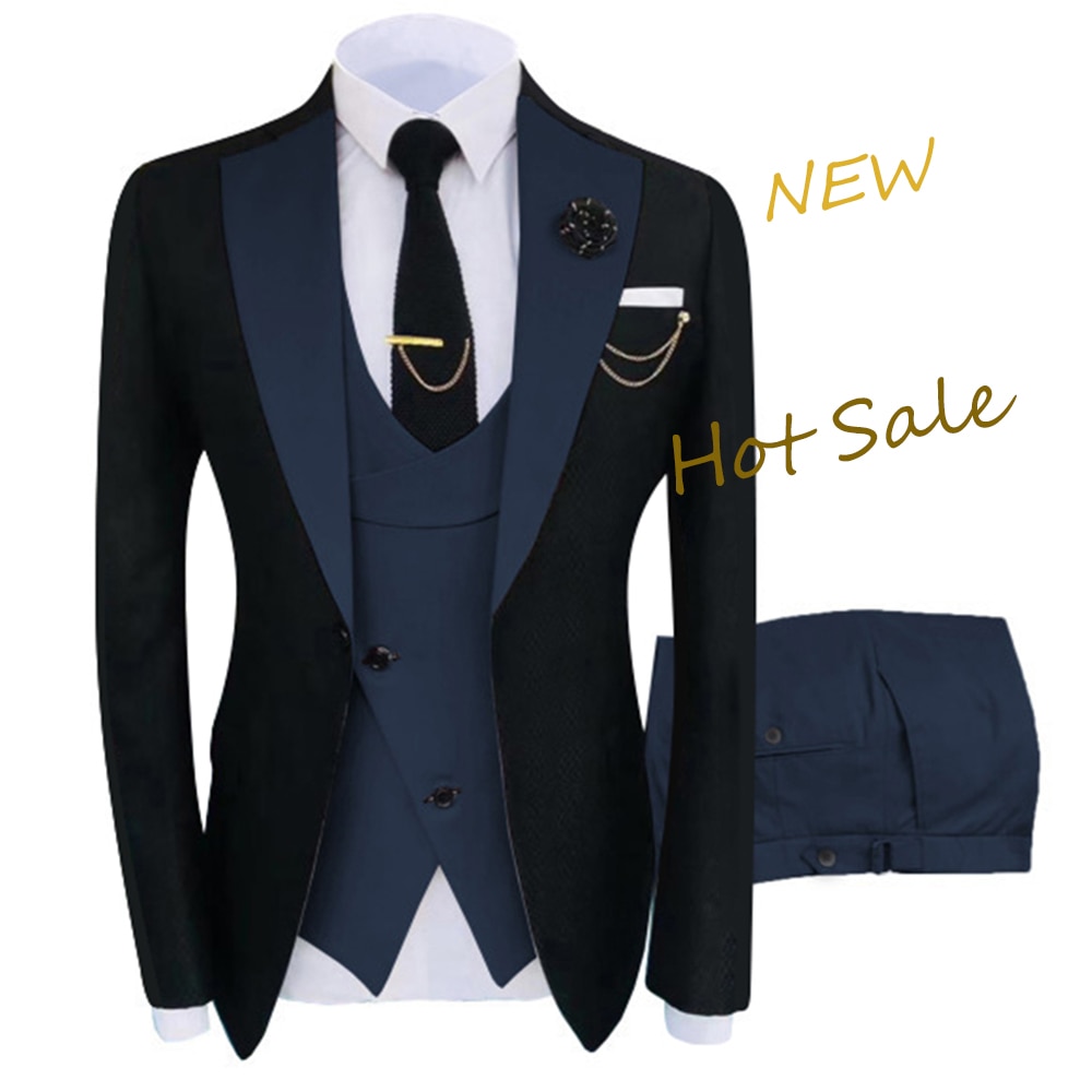 Trang phục mới Homme Phổ Biến Quần Áo Sang Trọng sân khấu bữa tiệc Người Đàn Ông Của Phù Hợp Với Phù Thủy trang phục thường ngày Tuxedo 3 Peice Bộ Áo Khoác + Quần + Vest Phù Hợp Với