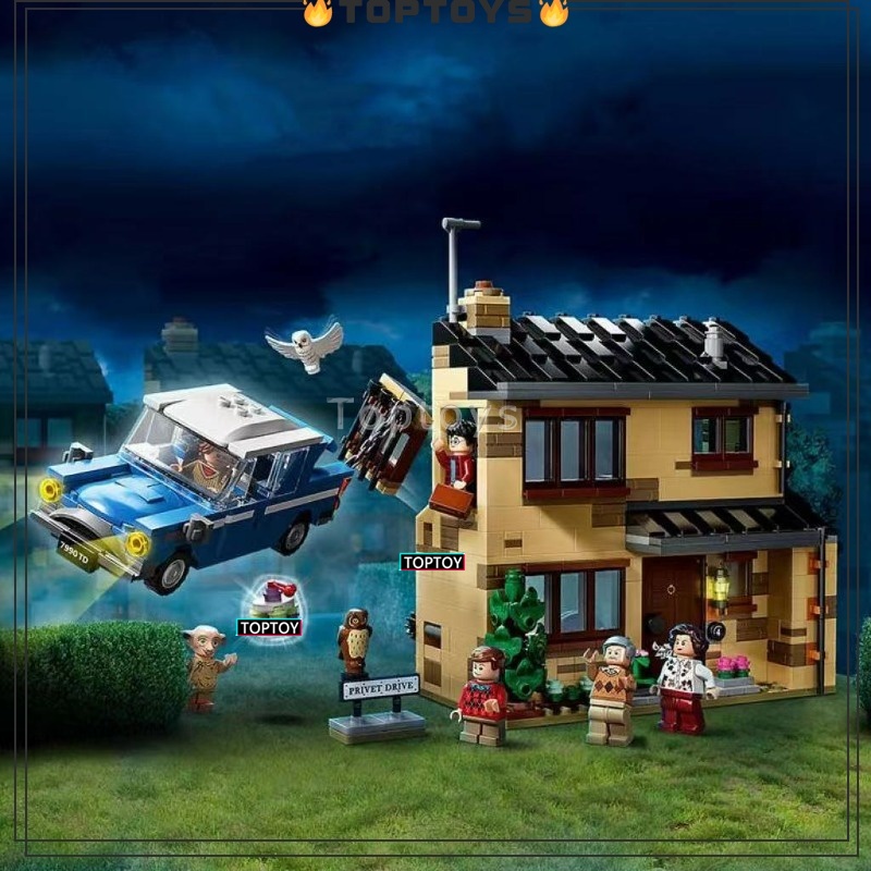 Công nghệ khối xây dựng loạt phim Harry Potter Privet Drive xe bay nhà khối xây dựng mô hình cảnh đồ trang trí lắp ráp khối xây dựng đồ chơi quà tặng