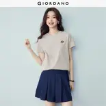 GIORDANO Áo Phông Nữ 100% Cotton Nhỏ Thêu Tee Cổ Tròn Tay Ngắn Đơn Giản Thời Trang Mùa Hè Áo Phông Free Shipping 13324321