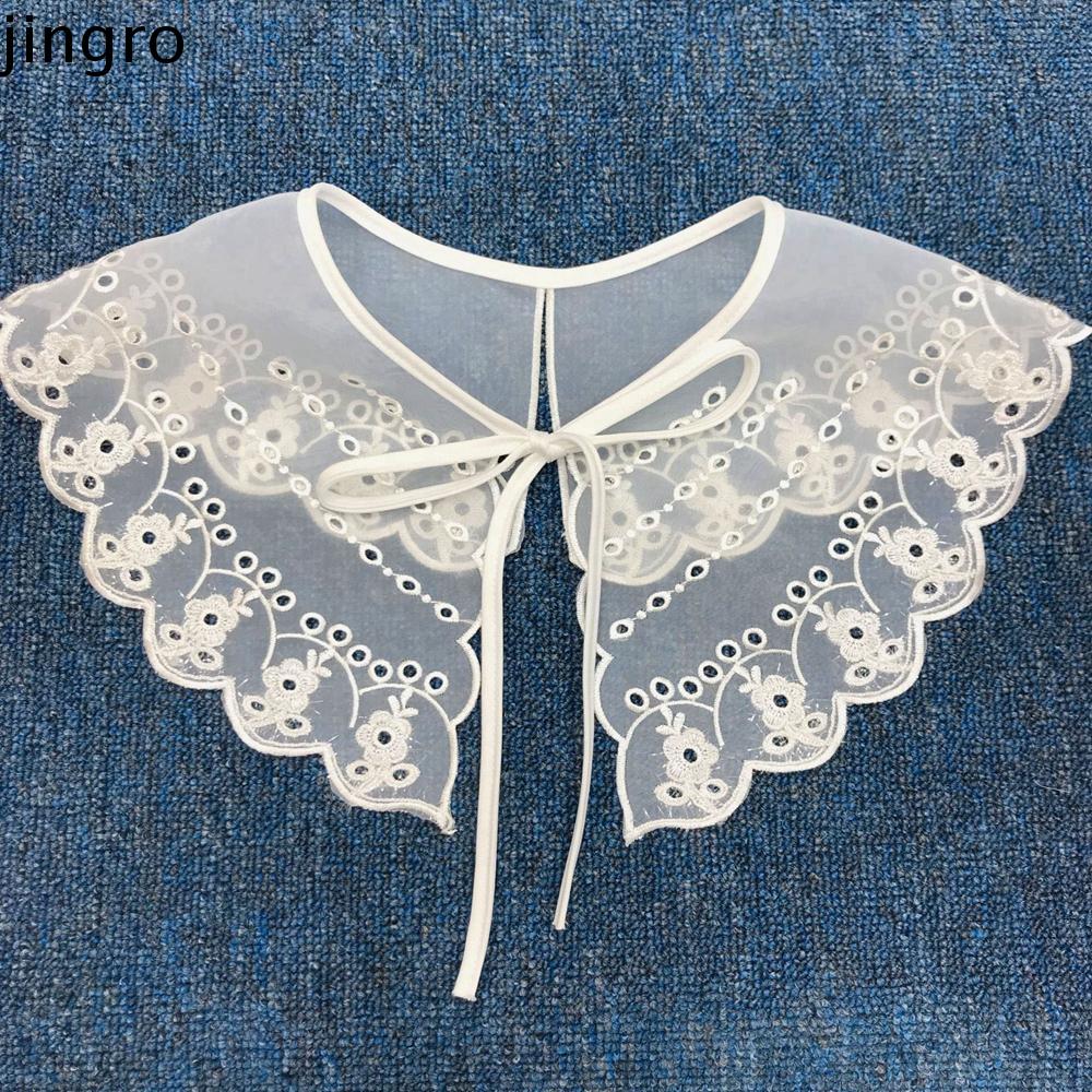 JINGRO Ren Bông Đối với phụ nữ Đính đá Cô gái Khăn choàng Đường viền cổ ren May quần áo Trang trí qu