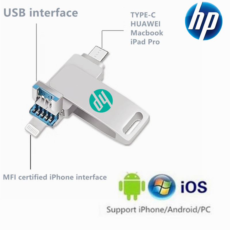 HP OTG Flash Drive 3-in-1 TYPE-C Pendrive 512GB 1TB Memory Stick for iPhone Android iOS External Storage Devices/Phones Giá  288,000 Đồng*Miễn phí vận chuyển