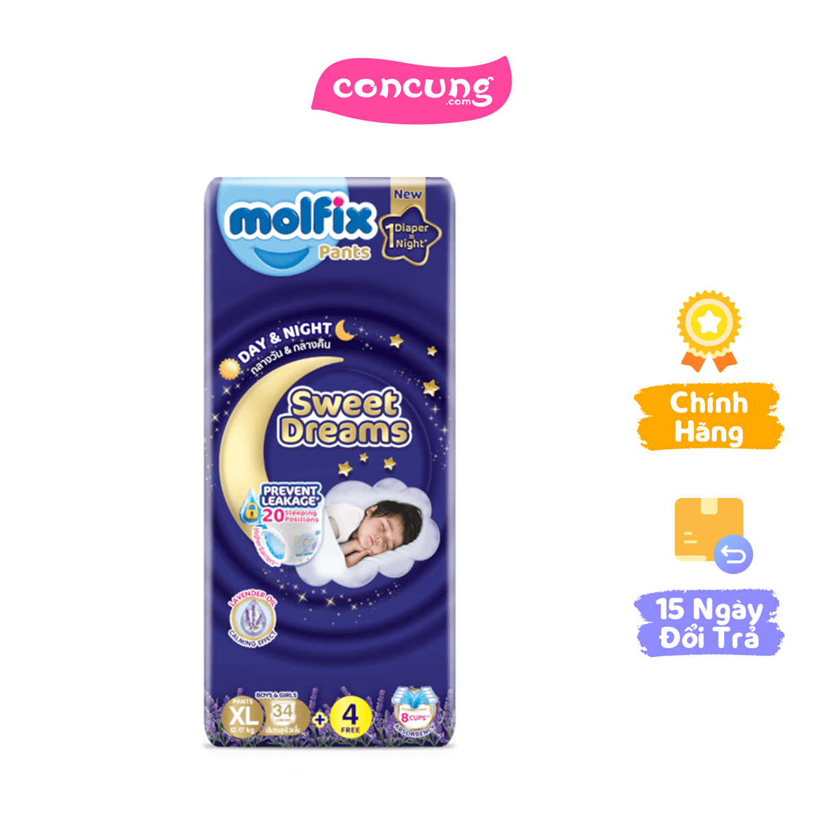 Molfix tã quần Sweet Dreams size XL (34+4) Jumbo
