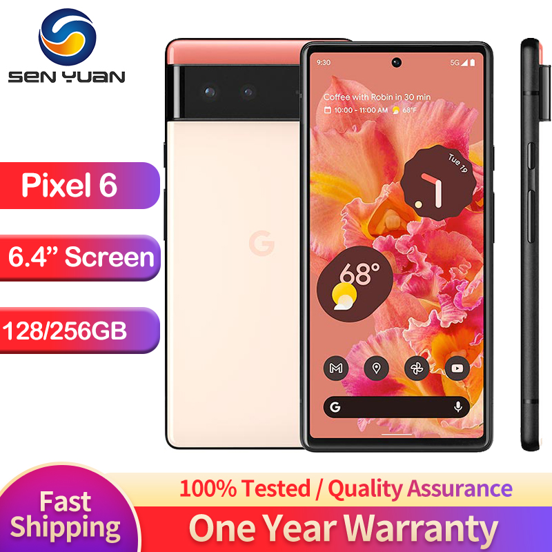 Used Phone Google Pixel 6 5G 6.4" 8GB RAM 128GB 256GB ROM used 98% new Google Tensor Octa Core Unlocked Original Cell Mobile Phone Android pixel 6 used phone ราคา 10,442 บาท*ส่งฟรี