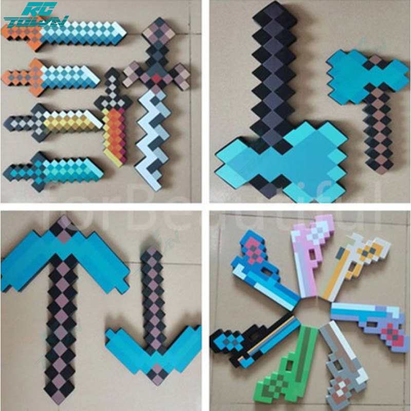 Minecraft EVA Foam Diamond Pickaxe Gun Ax Hamaxe Swords Game Model Toy Kids Gift Action Figure Toys Cosplay Brinquedos ราคา 43 บาท*ส่งฟรี