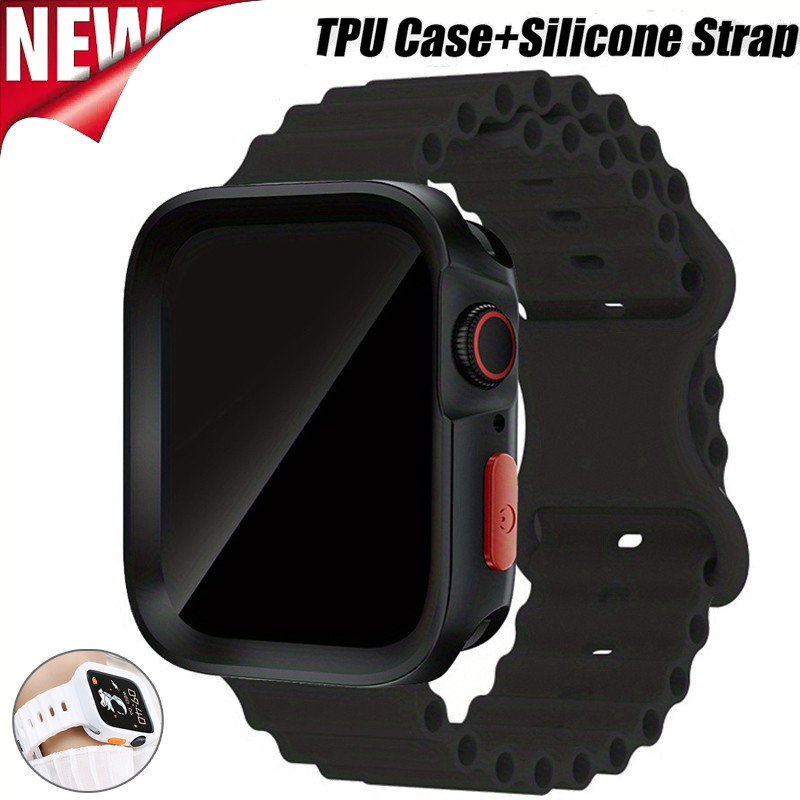 สายซิลิโคน + เคส TPU เข้ากันได้กับ Apple Watch Series 10 9 8 7 6 5 4 Ultra 49 มม. 46 มม. 42 มม. 45 มม. 44 มม. 40 มม. 41 มม ราคา 104 บาท*ส่งฟรี