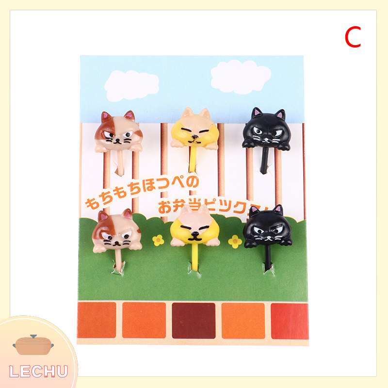 🥪 LECHU🍟 6 cái nĩa ăn trái cây hình chân mèo động vật tăm xỉa răng ăn vặt hình hoạt hình nhỏ cho trẻ em