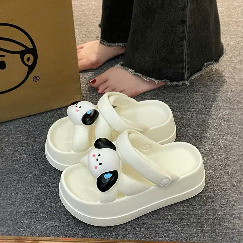 CHÂN MẬP TĂNG 1 SIZE Dép nữ cao 5cm dáng xăng đan quai đan kèm sticker gấu chẩy mồ hôi xinh gắn sẵn [ QUAI ĐAN ]