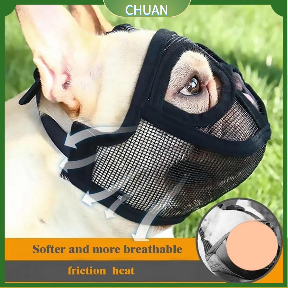 CHUAN Có thể điều chỉnh  nạ cho chó cưng Thoáng khí Lưới mềm  nạ Bulldog Phổ quát Chó miệng ngắn Mõm chó Bulldog Pháp Đồ dùng cho thú cưng