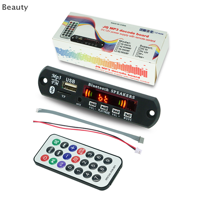 [beauty] Bảng Mạch Giải Mã MP3 WMA không dây Bluetooth 5.0 9V-12V Mô-đun Radio FM TF USB âm thanh xe hơi màn hình màu máy nghe nhạc MP3 có điều khiển từ xa