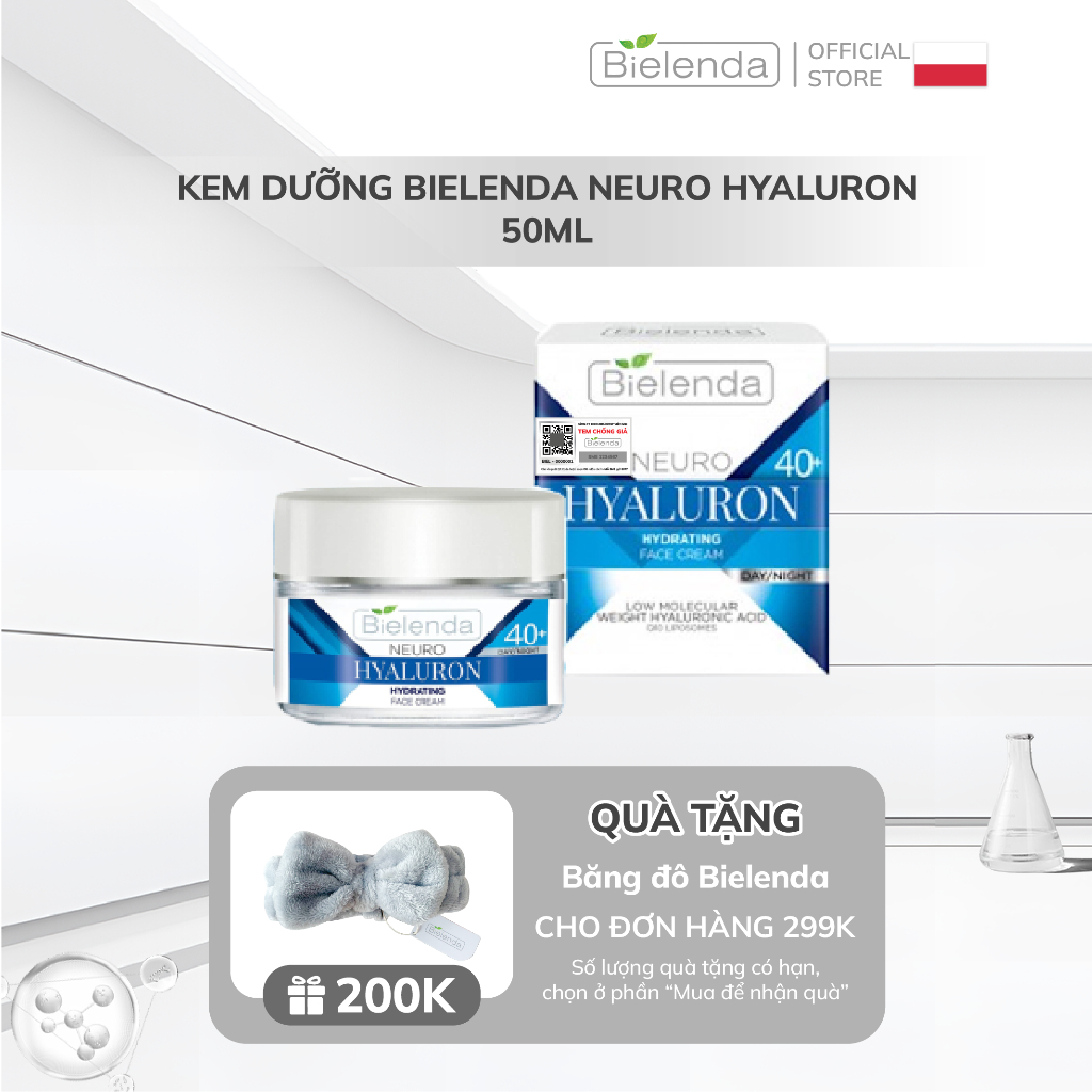 Kem dưỡng ẩm sâu, phục hồi và trẻ hóa da Bielenda Neuro Hyaluron 50ml