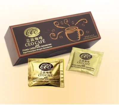CEO Cafe (Lingzhi Coffee) - GOLD- Premixed with sugar (4-IN-1) & Silver No sugar (3 in 1) 20 Sachets/Box Ready Stock . Local Seller