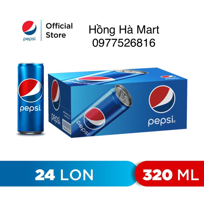 Thùng 24 Lon Nước Ngọt Có Gaz Pepsi Lon Xanh 320ml lon