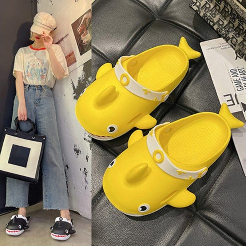 SiSi Pet【Free Shipping Miễn phí vận chuyển】Dép nửa chân cá mập Dép xăng đan đi biển chống trượt đế dày thời trang phong cách mới mùa hè 2023 cho nữ