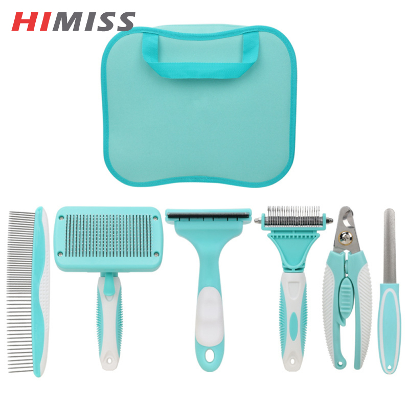 HIMISS 6 In 1 Pet Deshedding Brush Set, Dog Shedding Brush Nail Clippers Trimmers Set Pet Cleaning Supplies Accessories For Dogs Cats ราคา 708 บาท*ส่งฟรี