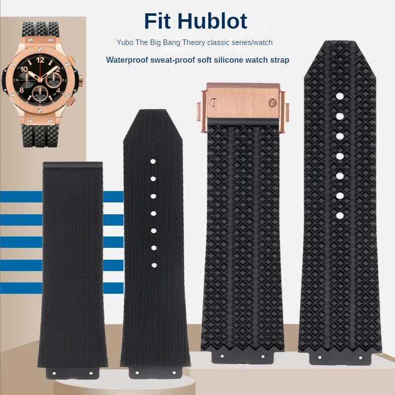 Compatible Men's Sport Accessories For Hublot Silicone Sweat-proof Watch Strap Yubo Big Bang Classic Fusion 26x19mm 24x17mm