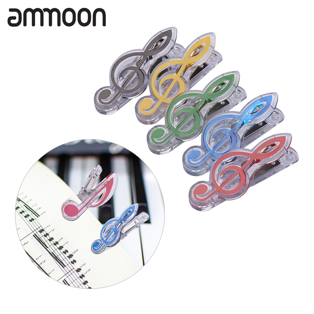 ammoon5 Pack Music Clip Piano Book Page Clip Treble Clef Clips Bookmarks