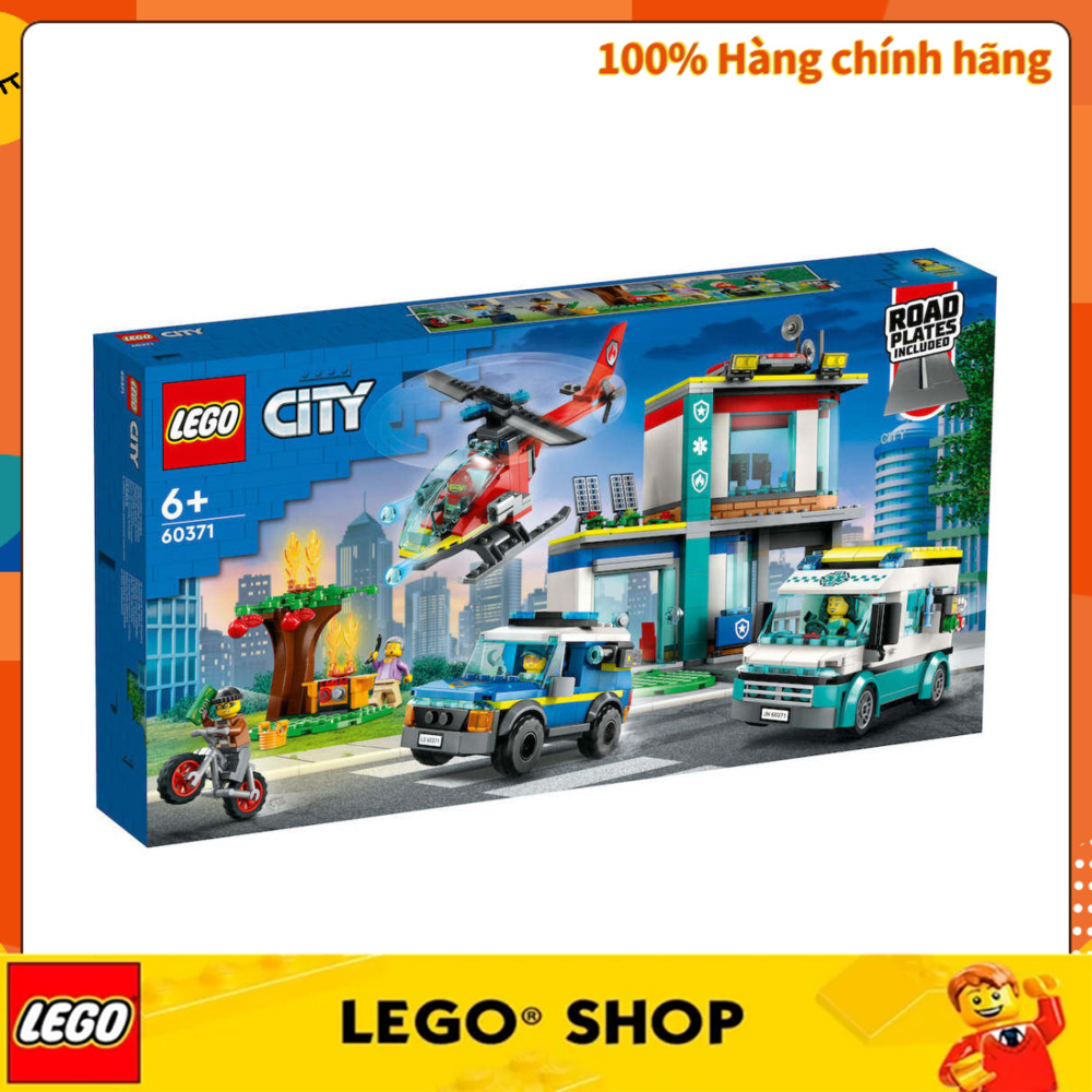 [100% chính hãng] LEGO 60371 City Emergency Vehicles HQ 6+Đồ Chơi Lắp Ráp lego