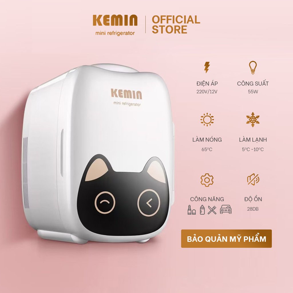 Tủ lạnh mini KEMIN K6 Cat Head 6L-Dùng ở nhà và ô tô, 2 chiều nóng lạnh