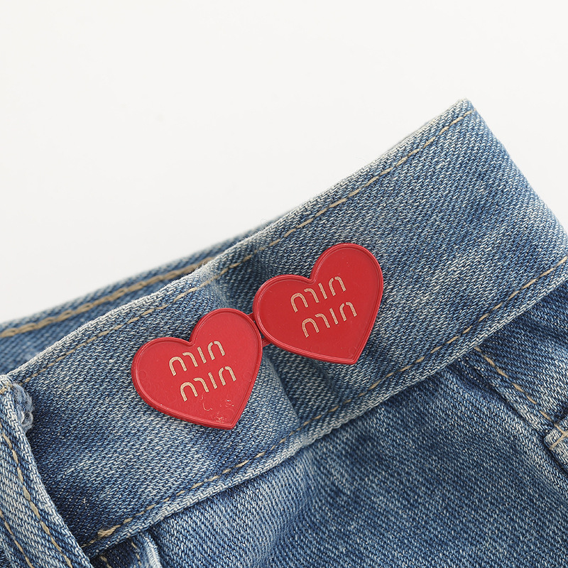 💖Sexy Lingeries 🎈 2 cái nút jean có thể điều chỉnh hình trái tim có thể điều chỉnh thắt lưng khóa Snap quần khóa Extender thay thế nút quần jean attacher pins