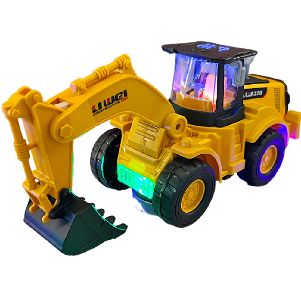 POXIA Âm nhạc đầy màu sắc Đồ chơi máy xúc điện Hiệu ứng ánh sáng Bánh xe đa năng Đồ chơi xe kỹ sư Đồ chơi xe cộ Quà tặng cho trẻ em Đồ chơi xe bulldozer Quà tặng cho bé trai - 3