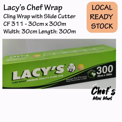 [Ready Stock] Lacy's Cling Wrap with Slide Cutter | Chef Wrap | Food Grade | CF 311 30cm x 300m CF 313 45cm x 300m CF 314 45cm x 600m