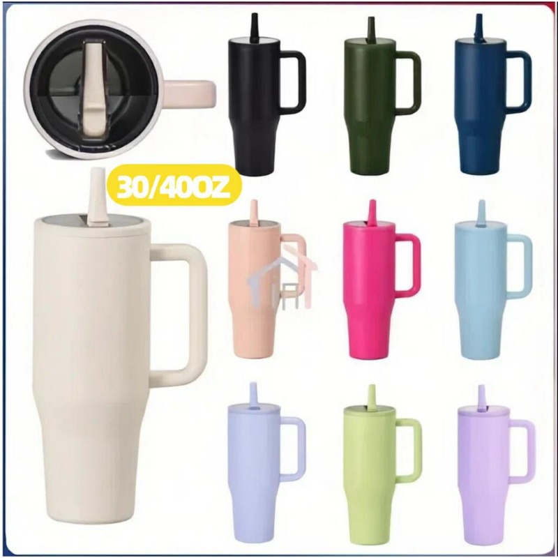 40Oz Stainless Aesthetic Tumbler 1200ml Coffee Cup High Quality Vacuum Insulated Built in Straw Heat a…