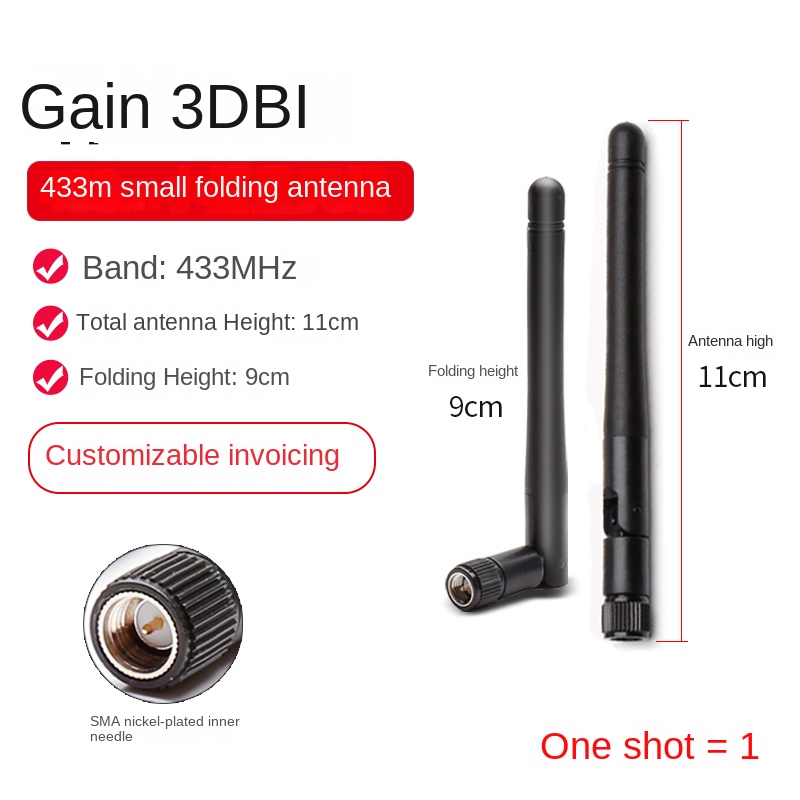 Anten Gập Ngắn 11cm - 433MHz Cao Tần Số Truyền Dữ Liệu | 6dBi - Thiết Kế Gập, Toàn Hướng