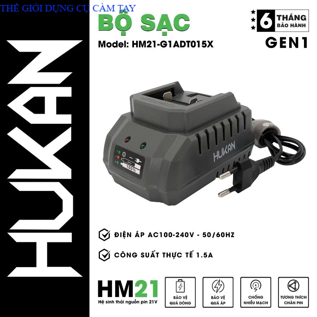 Sạc HUKAN 1.5A HM21-G1ADT015X, Chân phổ thông 4cm,Sạc nhanh THẾ GIỚI DỤNG CỤ CẦM TAY GIÁ SĨ