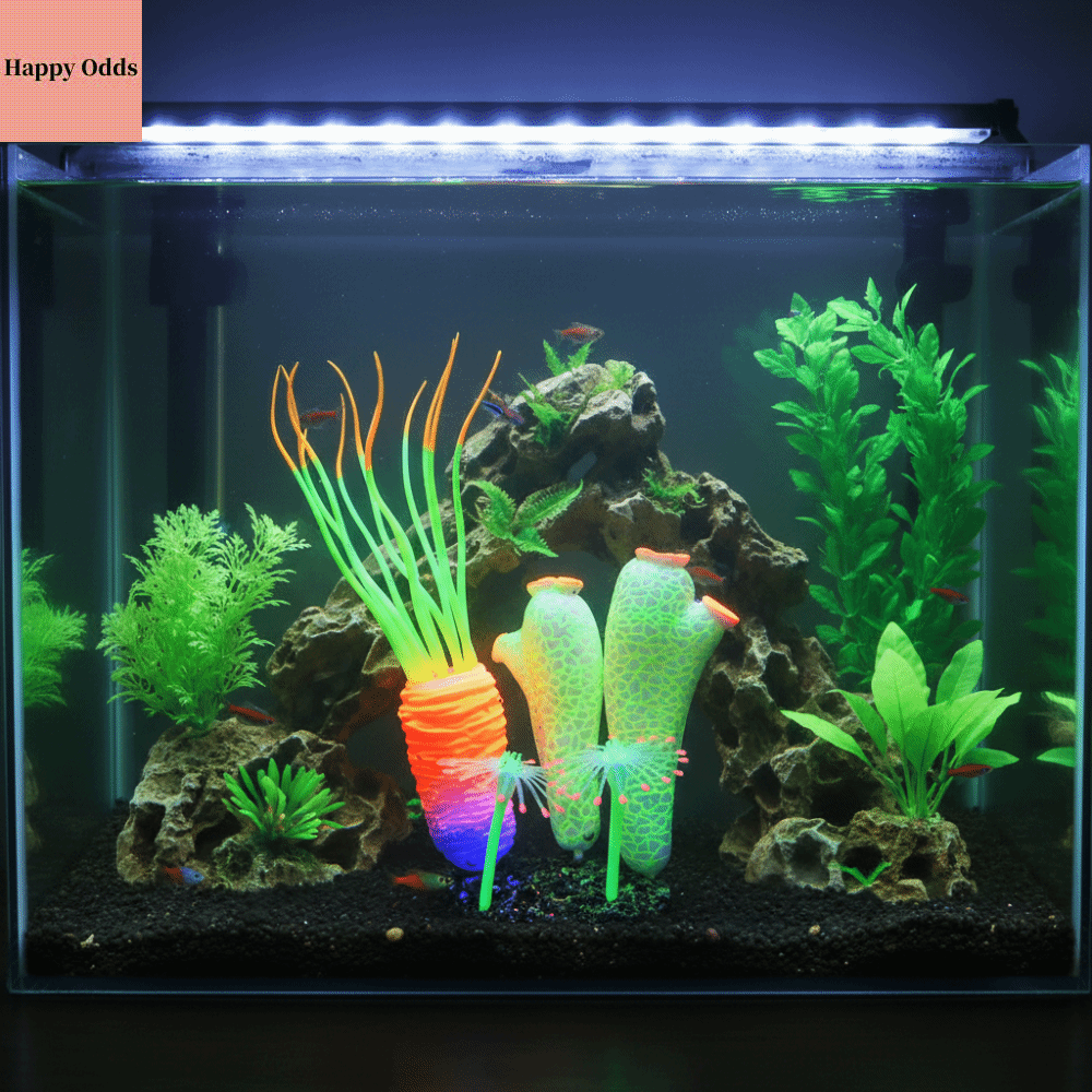 HAPPY ODDS Sáng Mô phỏng phun nước biển Thực tế Silicone Cây dưới nước Trang trí Đầy màu sắc Cây nước bể cá Môi trường sống của bò sát